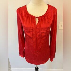 Women’s size XS the limited blouse red long sleeved pockets tie gold accents
